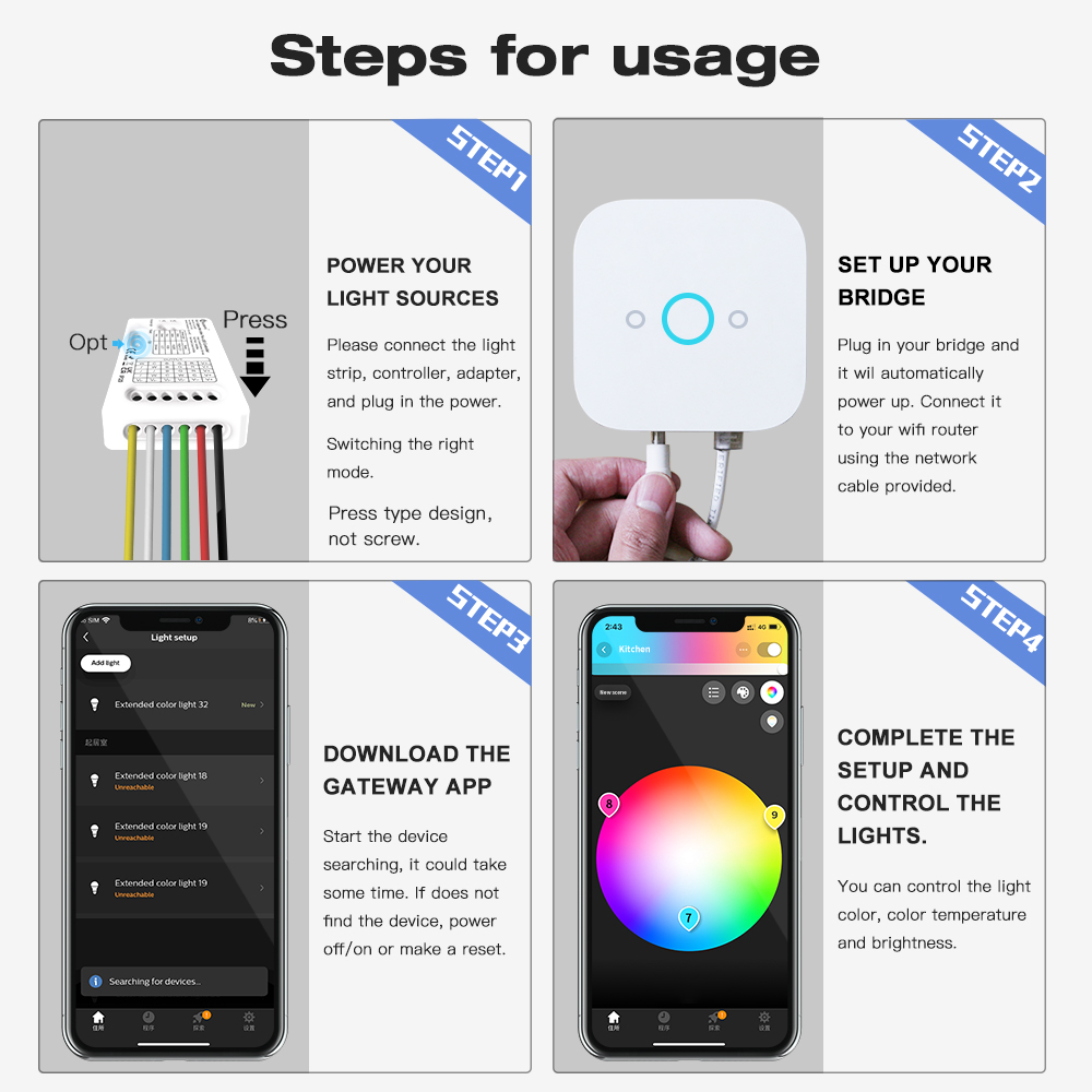Zigbee3.0 5In1 Mini LED Controller Wireless Control DC5-24V Zigbee3.0 5In1 Mini LED Controller Wireless Control DC5-24V